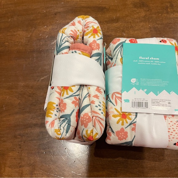 Floral Cotton Reversible Sham-Pillowfort:Coral Pink, Botanical Pattern - Picture 4 of 6